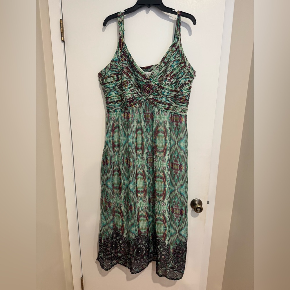 Green and Brown Patterned Women's Maxi Dress
